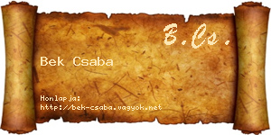 Bek Csaba névjegykártya